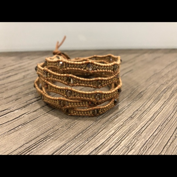 New Auth Chan Luu Bronze Crystal Beaded Five Wrap - Picture 3 of 4